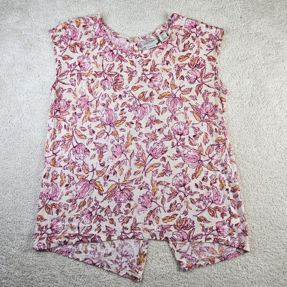 Haute Hippie Tops - Women's Haute Hippie Boho Style Linen Floral Sleeveless Button Back Top Size M